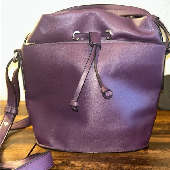 French Connection Dane Drawstring Purple Bucket Bag - Picture 7 of 8